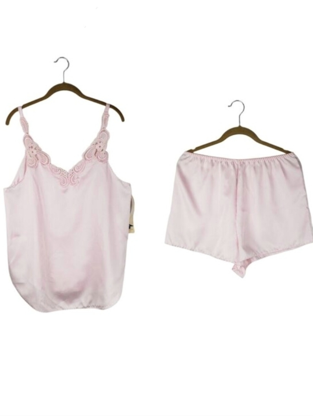 Cinema Etoile Pajamas Vtg NWT 2-Pc Pink Satinessa Camisole & Shorts Size Large